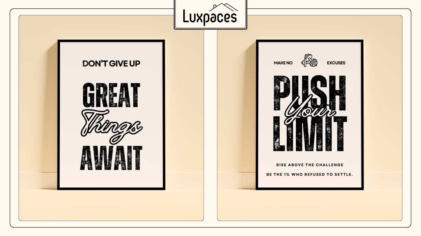 The Ultimate Wall Art Size Guide for Every Room 1 Great Things Await and Push Your Limits motivational wall art by Luxpaces - wall art size guide