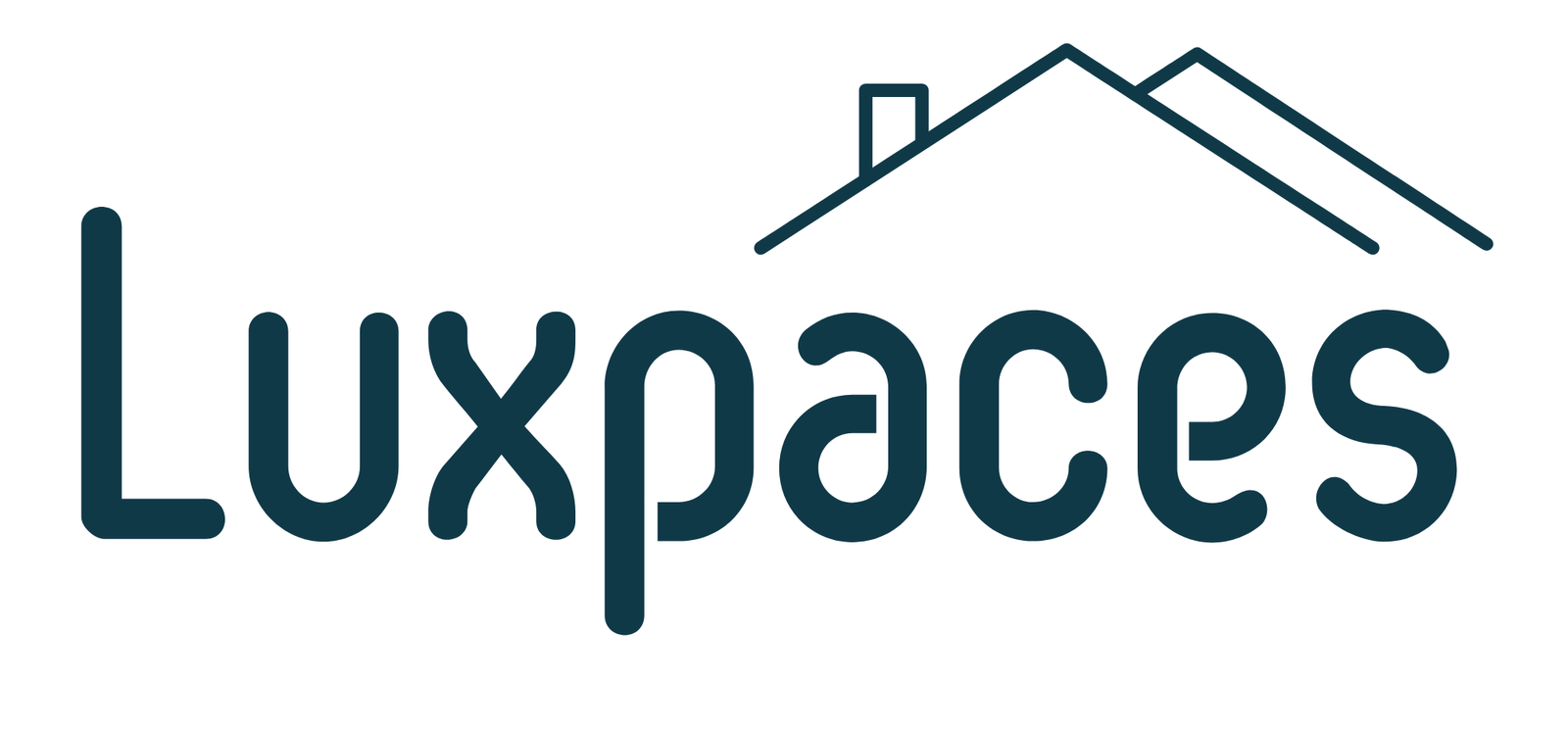 Luxpaces logo with modern home roof icon – a home decor and wall art brand