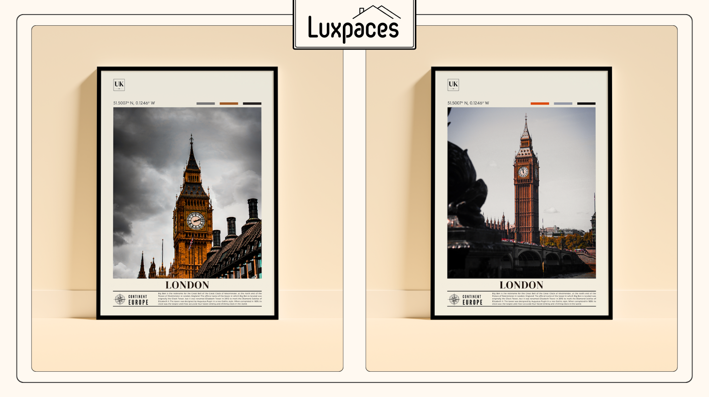 Ultimate Guide to Creating A Budget Friendly Gallery Wall 1 Framed London Big Ben wall art print – Luxpaces premium travel décor - budget friendly gallery wall